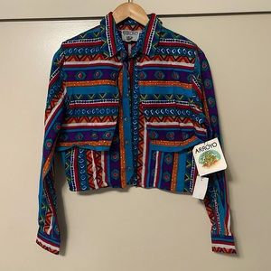 Vintage 80s Dead Stock Arroyo Colorful Western Blouse